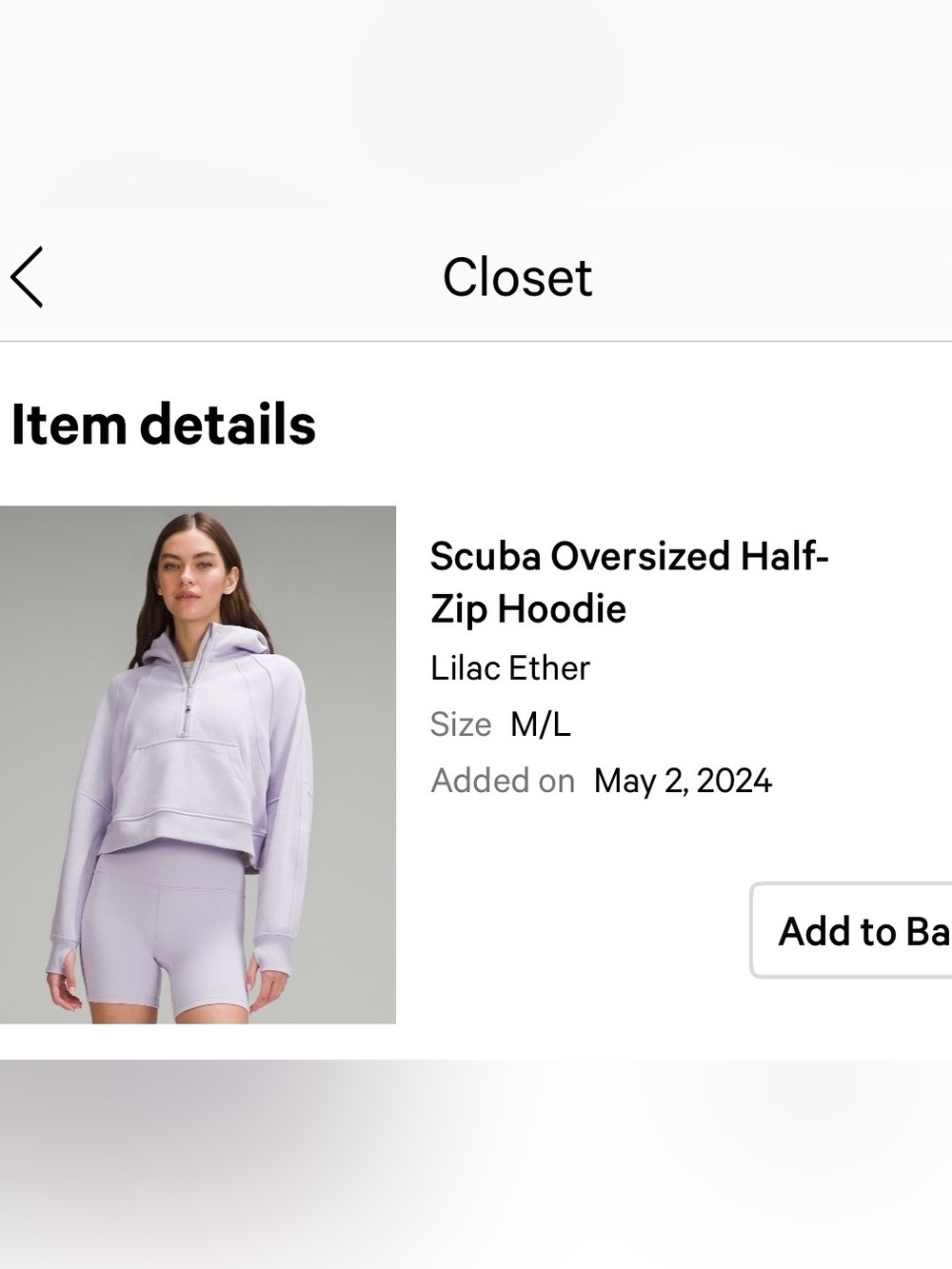 lululemon athletica Scuba Oversized Half-Zip Hoodie in Lilac Ether M/L